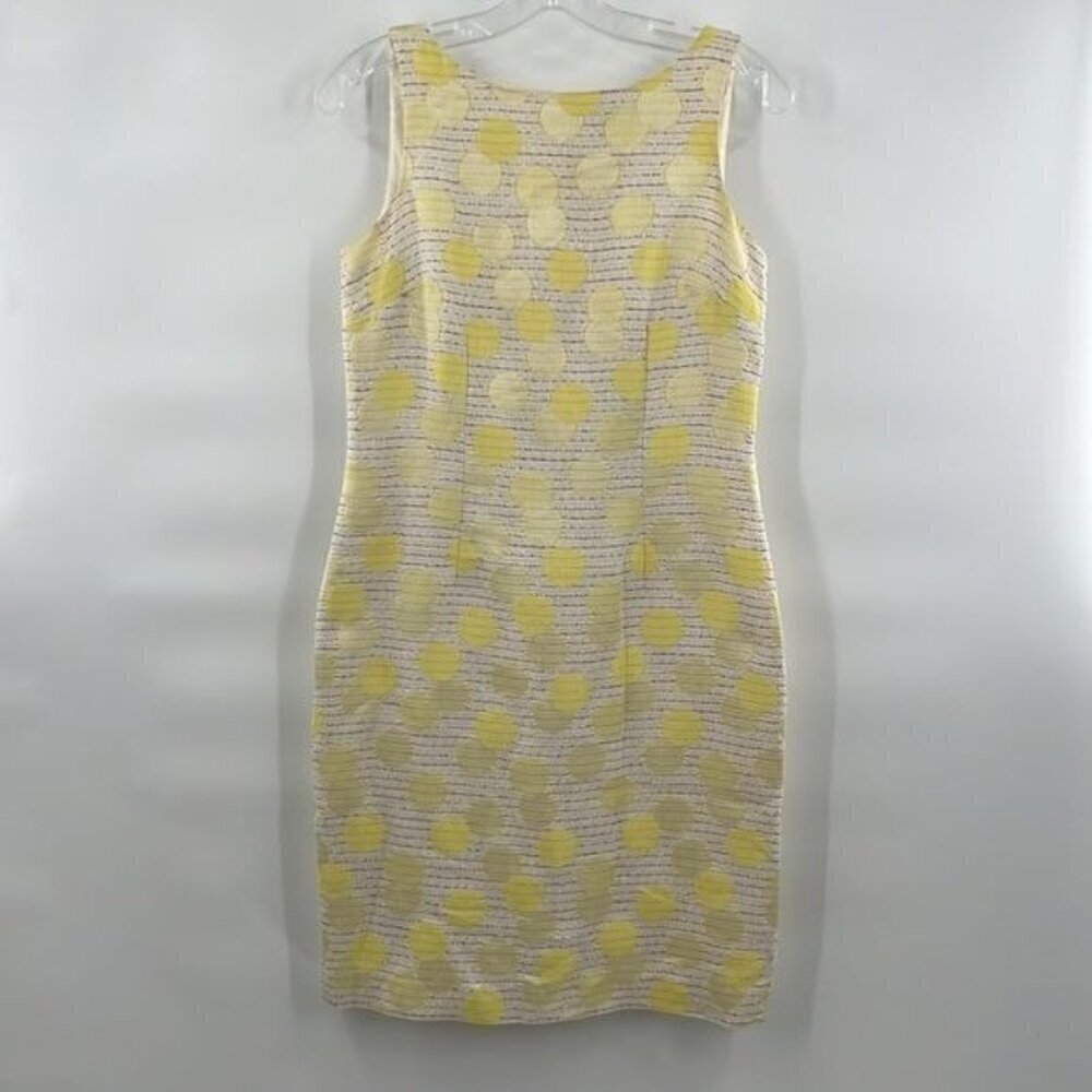 Ann Taylor yellow white polka dot sheath dress size 2 CA57421